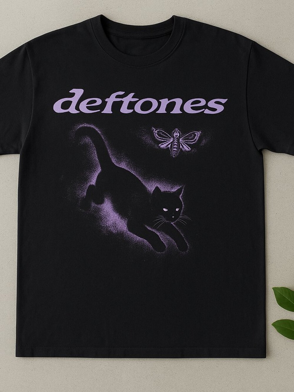Deftones Inspired Black Cat Purple Graphic T-Shirt, Alternative Goth Aesthetic